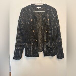 Sioni Black and Gold Checkered Blazer